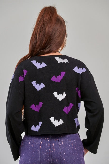 Banned Apparel Batty Babe Jumper – Black & Purple Pastel Goth Knit
