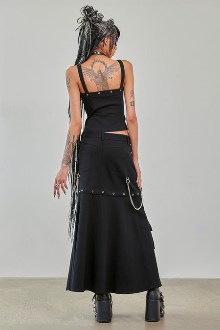 Banned Apparel Gothic Cargo Skirt – Black Zip-Off Punk Mini Skirt