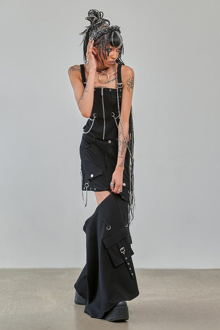 Banned Apparel Gothic Cargo Skirt – Black Zip-Off Punk Mini Skirt