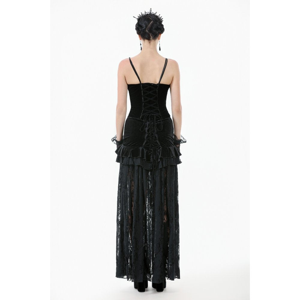 Dark in Love Morrigan Velvet & Lace Goth Top – Wine Red & Black
