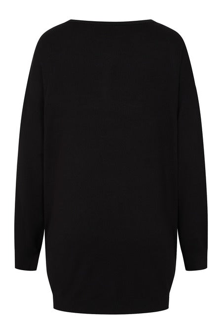 Banned Apparel Gothic Jumper Dress – Black Oversized Knit Cat Graphic