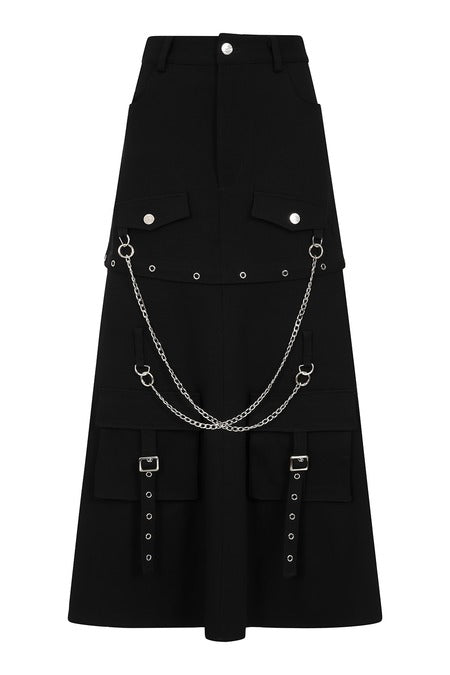 Banned Apparel Gothic Cargo Skirt – Black Zip-Off Punk Mini Skirt