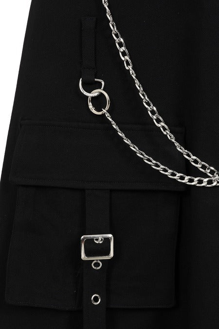 Banned Apparel Gothic Cargo Skirt – Black Zip-Off Punk Mini Skirt