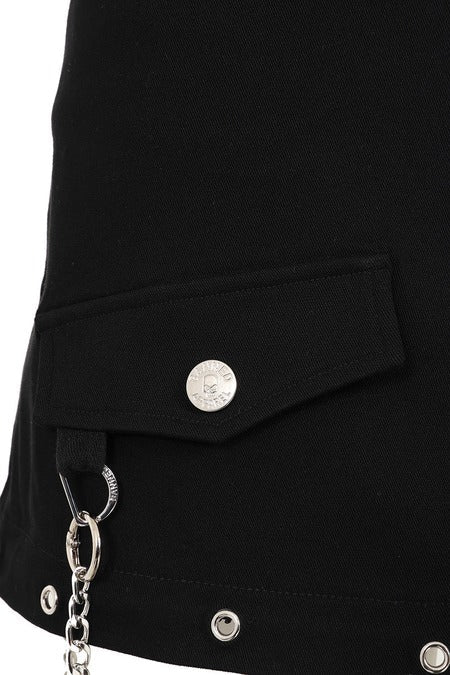 Banned Apparel Gothic Cargo Skirt – Black Zip-Off Punk Mini Skirt