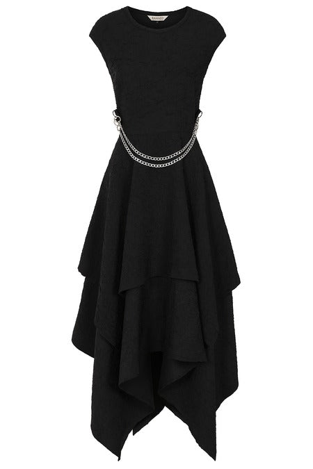 Banned Apparel Hexed Isadora Gothic Dress | Handkerchief Hem & Chain