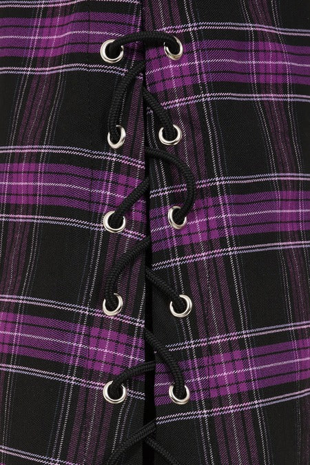 Banned Apparel Scarlett Vixen Purple Tartan Punk Flared Trousers