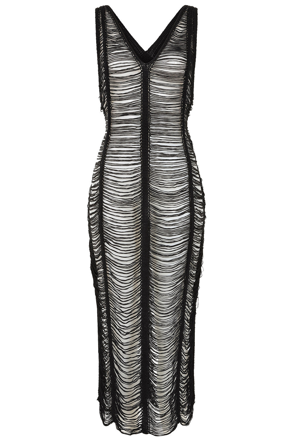 Banned Apparel Gothic Mesh Dress | Sheer Distressed Black Maxi Dress