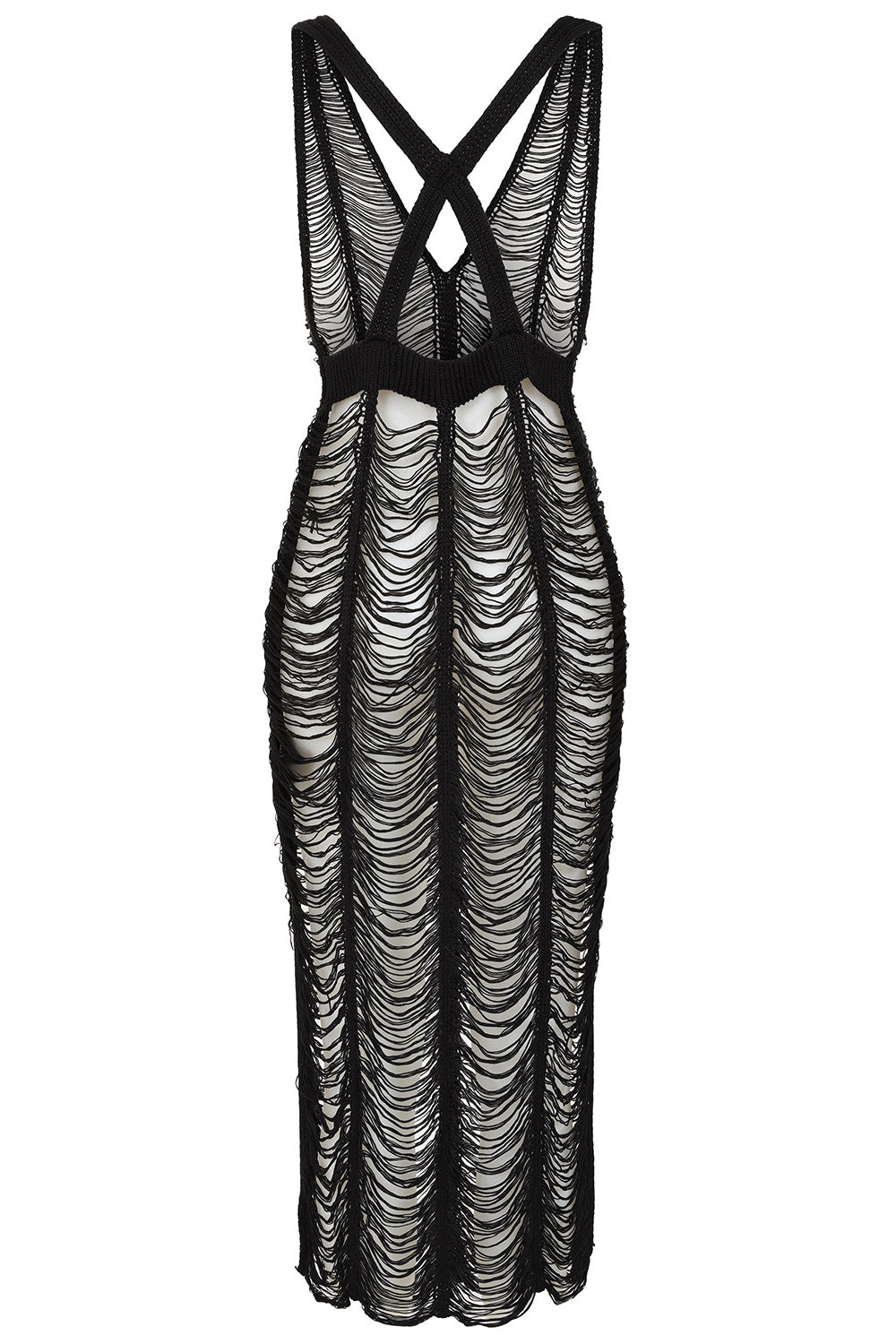 Banned Apparel Gothic Mesh Dress | Sheer Distressed Black Maxi Dress