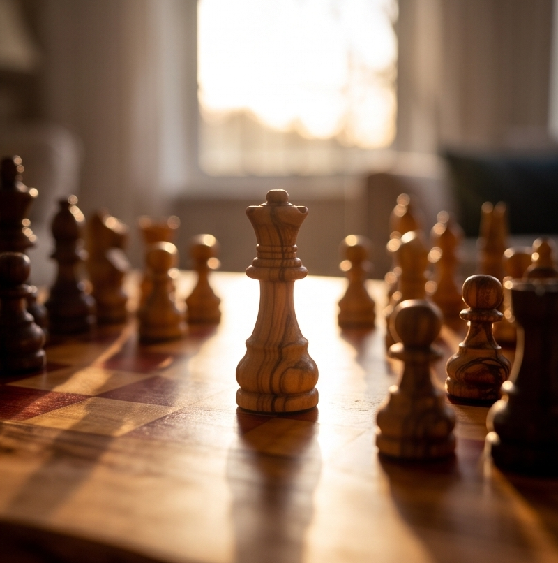 Handcrafted Olive Wood Chess Set | Red or Black Playing Area | Live Edge Board