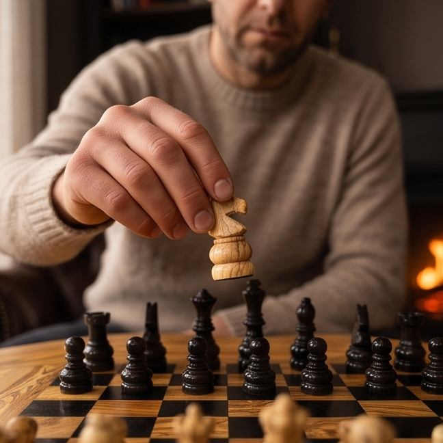 Olive Wood Natural Hand Crafted Fantasy Look Wooden Chess Board Set Table With Pieces | Unique Tabletop Board Game Chess Lovers Gift Idea