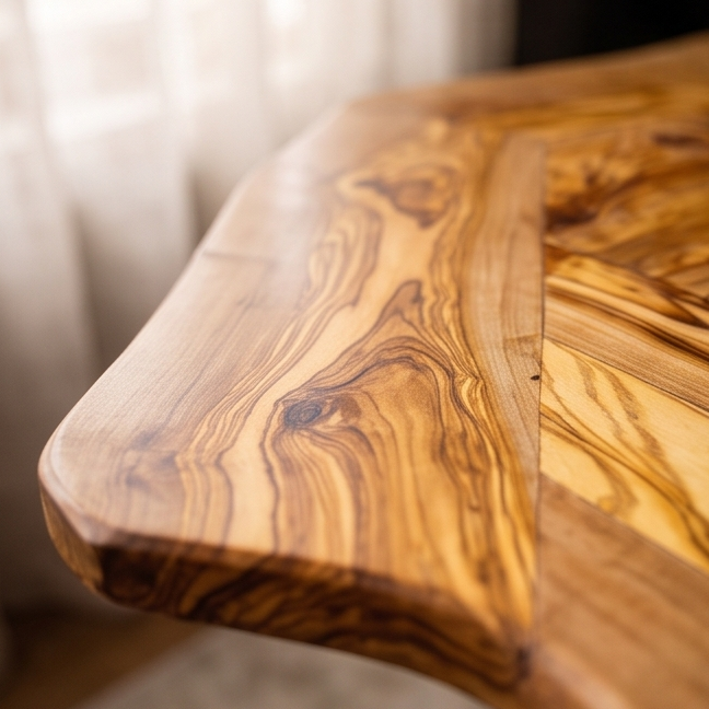 Olive Wood Natural Hand Crafted Fantasy Look Wooden Chess Board Set Table With Pieces | Unique Tabletop Board Game Chess Lovers Gift Idea