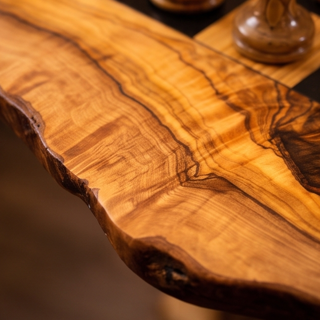Personalised Olive Wood Natural Hand Crafted Fantasy Look Wooden Chess Board Set Table With Pieces | Unique Gift Idea