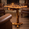Personalised Olive Wood Natural Hand Crafted Fantasy Look Wooden Chess Board Set Table With Pieces | Unique Gift Idea