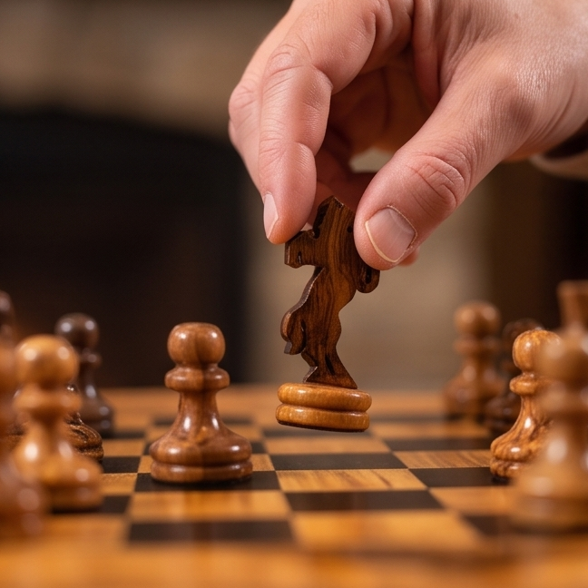Personalised Olive Wood Natural Hand Crafted Fantasy Look Wooden Chess Board Set Table With Pieces | Unique Gift Idea