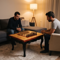 Rectangular End Grain Chess Table with Red Border