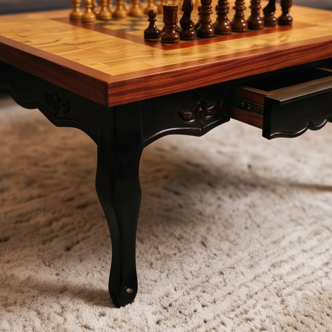 Rectangular End Grain Chess Table with Red Border