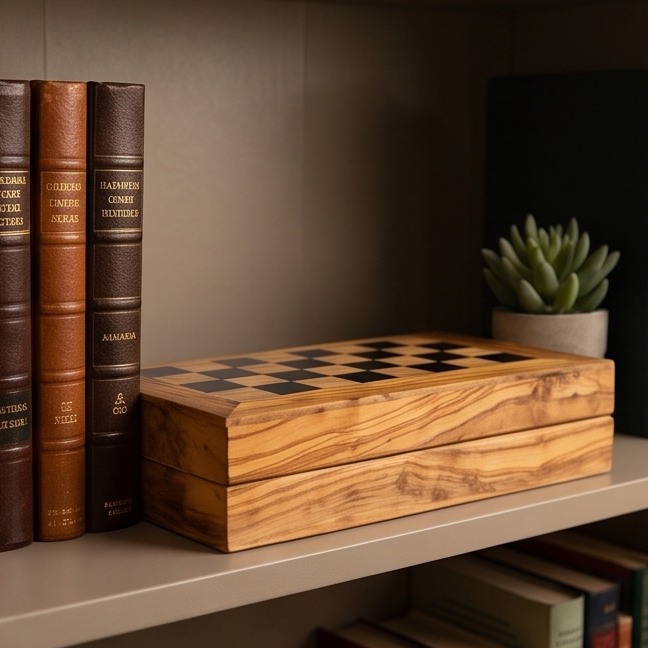 OliveArt | Olive Wood 2 in 1 Hand Crafted Backgammon And Chess Set 40 cm x 40 cm, Folding Chess Board With Pieces Gift Set