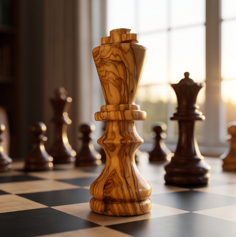 Olive Wood Wooden Chess Piece Set | 4 Sizes