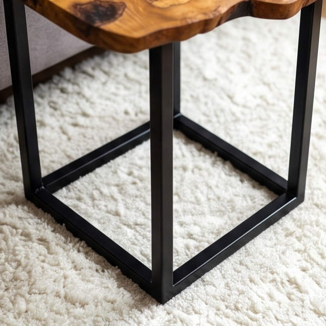Rectangular Side Table with Metal Frame