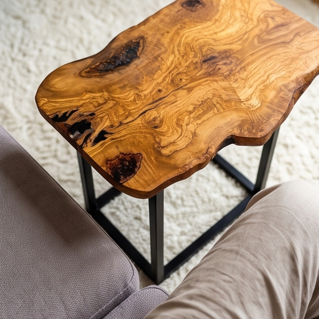 Rectangular Side Table with Metal Frame