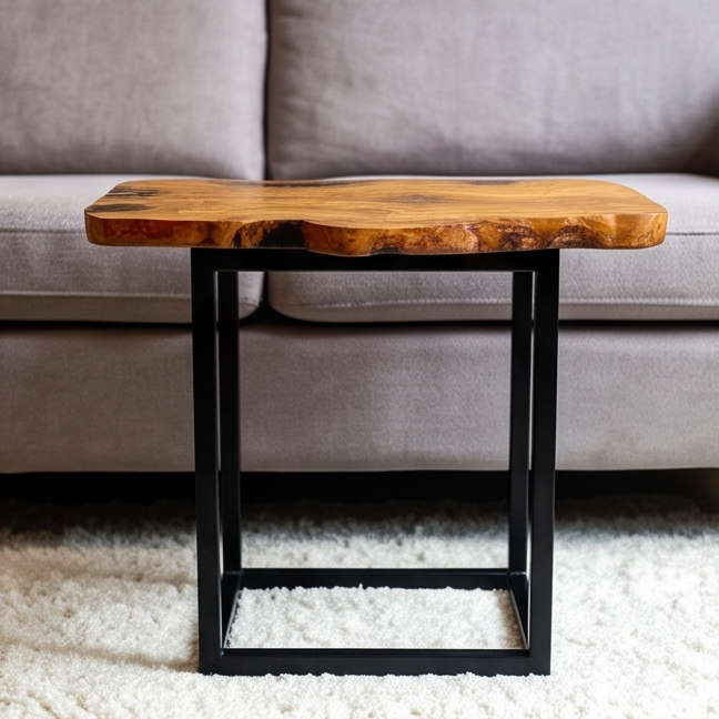 Rectangular Side Table with Metal Frame