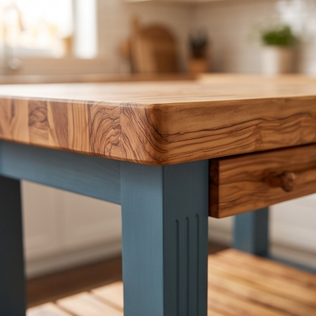 Butcher Block Scratchproof Kitchen Dining Table & 2 Chairs Set With Storage Draws Shelves