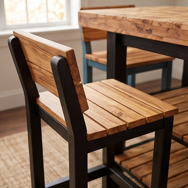Butcher Block Scratchproof Kitchen Dining Table & 2 Chairs Set With Storage Draws Shelves