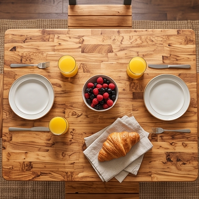 Butcher Block Scratchproof Kitchen Dining Table & 2 Chairs Set With Storage Draws Shelves