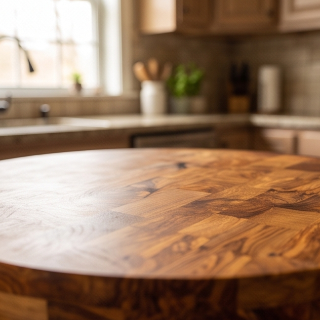Olive Wood Butcher Block Table Island W/ Drawer