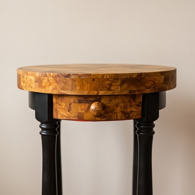 Olive Wood Butcher Block Table Island W/ Drawer
