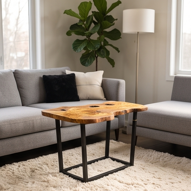 Rectangular Side Table with Metal Frame