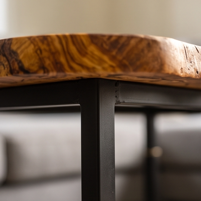 Rectangular Side Table with Metal Frame