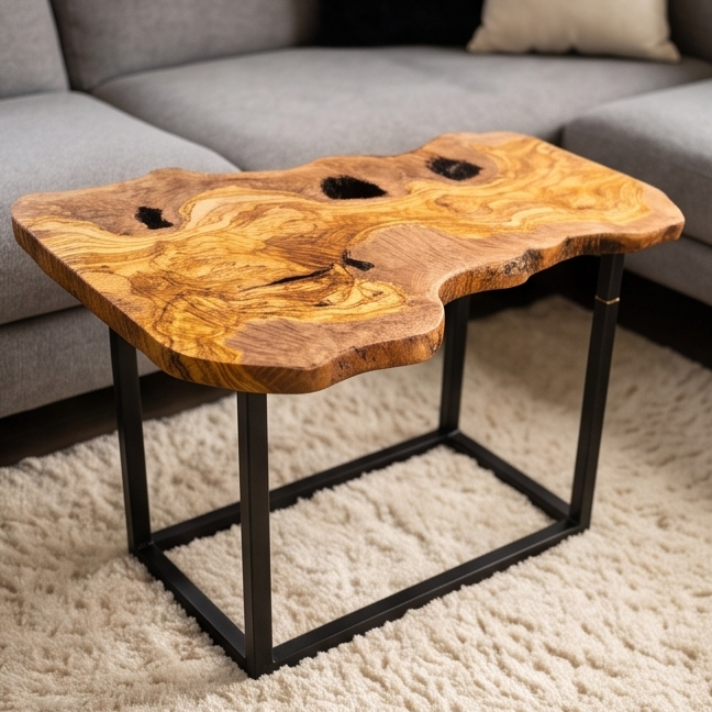 Rectangular Side Table with Metal Frame