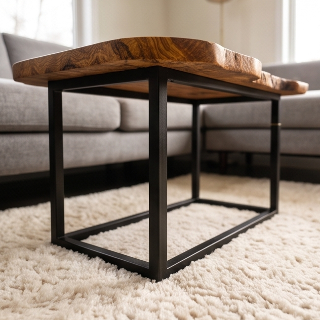 Rectangular Side Table with Metal Frame