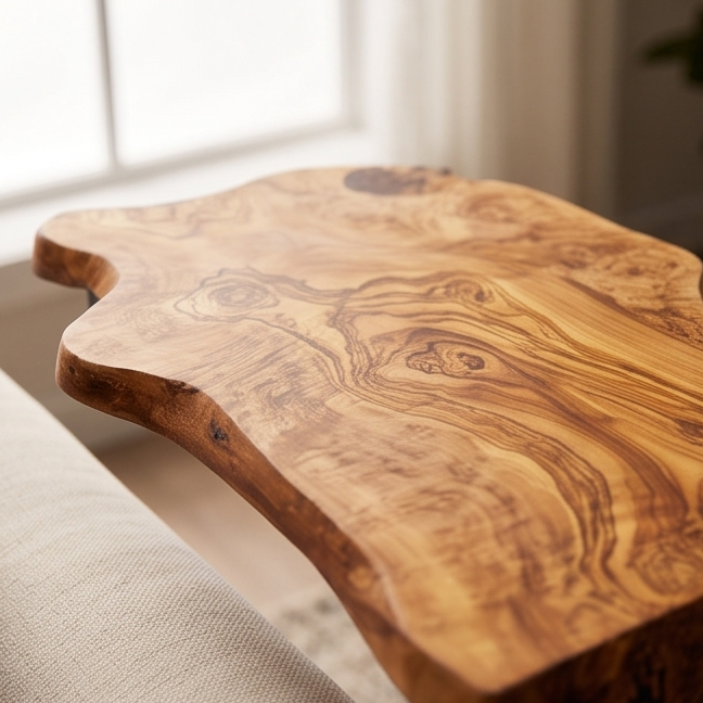 C Shaped Table with Metal Frame