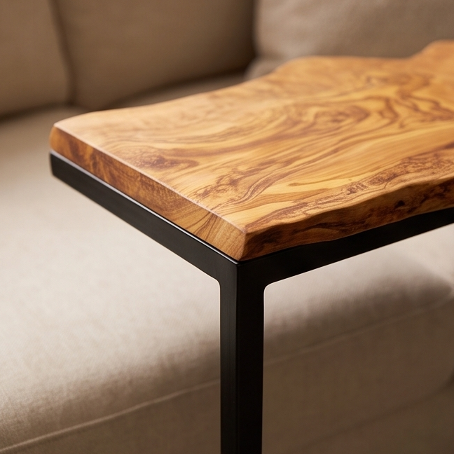 C Shaped Table with Metal Frame