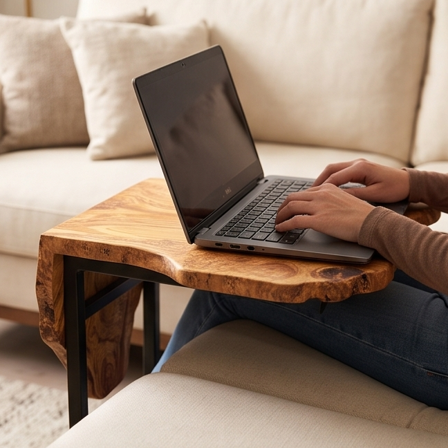C Shaped Table with Metal Frame