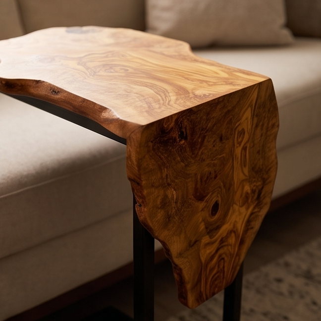C Shaped Table with Metal Frame
