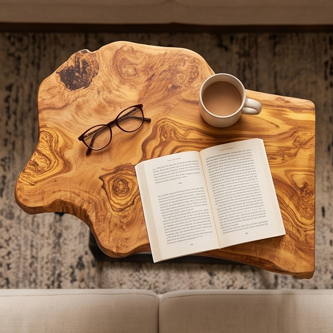 C Shaped Table with Metal Frame