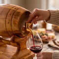 Olive Wood Wine Barrel W/ Stand | Built-in Wine Glass Holder | Dining Table Centre Piece | Dinner Party Decor | Unique Housewarming Gift