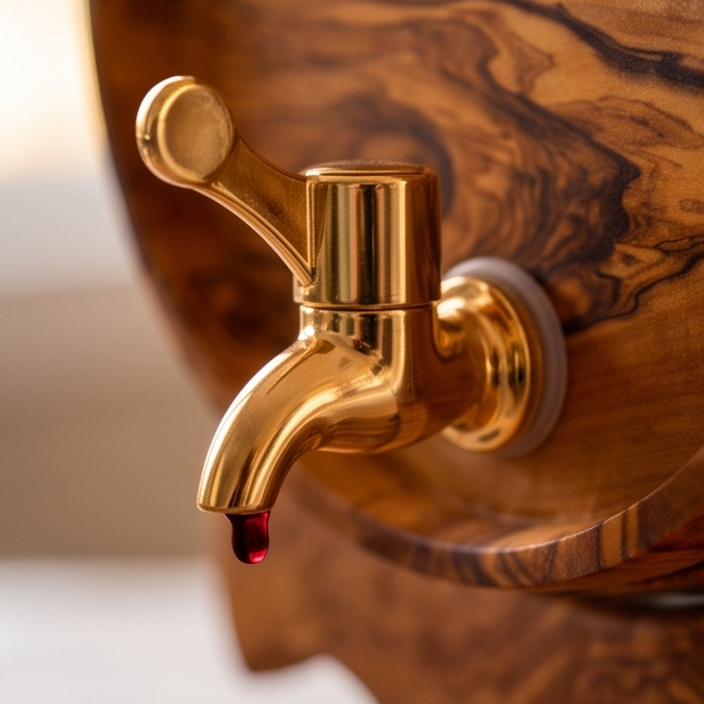 Olive Wood Wine Barrel W/ Stand | Built-in Wine Glass Holder | Dining Table Centre Piece | Dinner Party Decor | Unique Housewarming Gift