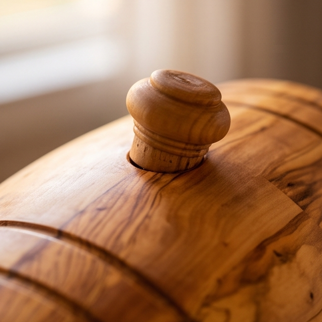Olive Wood Wine Barrel W/ Stand | Built-in Wine Glass Holder | Dining Table Centre Piece | Dinner Party Decor | Unique Housewarming Gift
