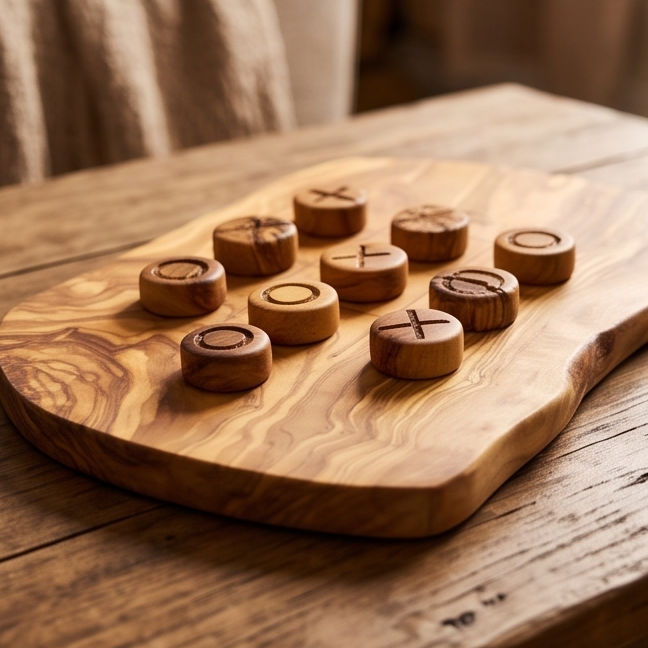 TIC TAC TOE/Noughts And Crosses Game Wooden Kids Toy | Olive Wood | Regular Or Irregular Shape