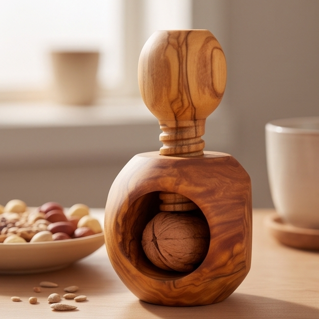 Olive Wood Apple Shape Nutcracker 12 cm