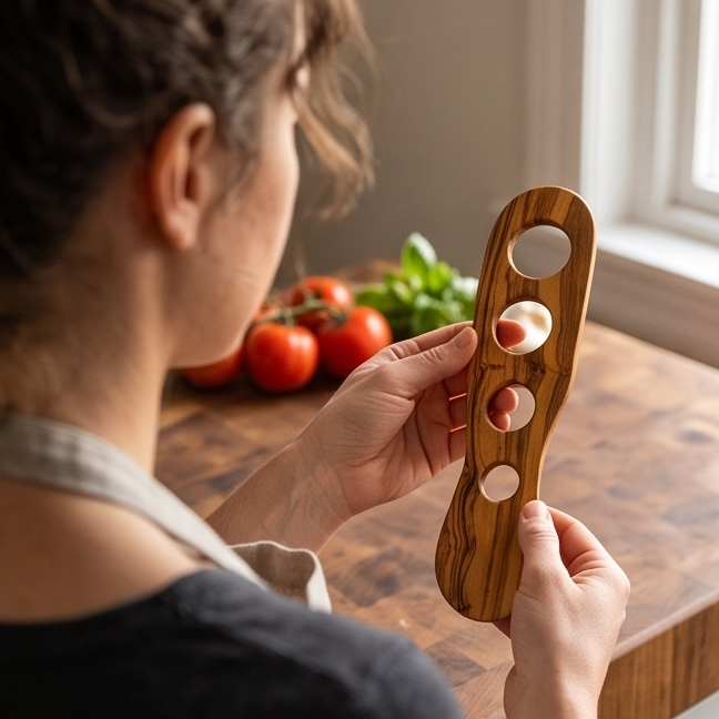 Olive Wood Handcrafted Wooden Spaghetti Measure Portion Sizer Kitchen Gadgets For Portion Control Pasta Noodles