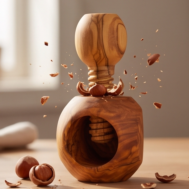 Olive Wood Apple Shape Nutcracker 12 cm