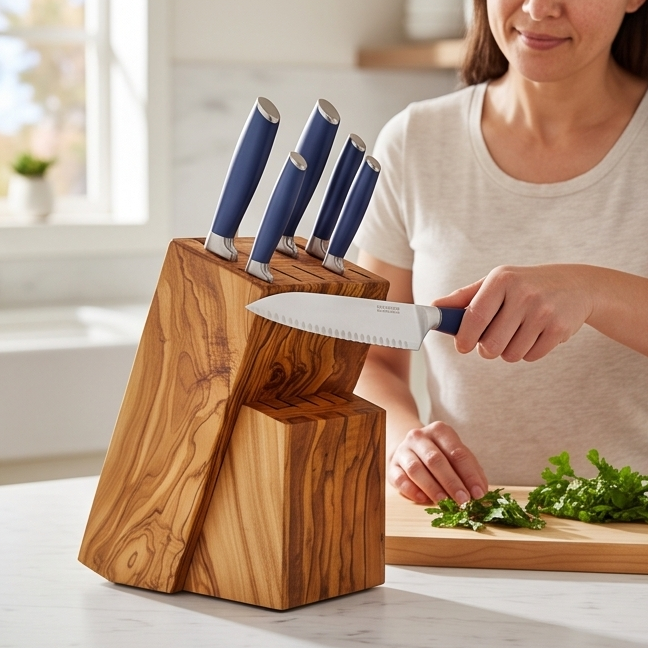 Olive Wood Knife Block