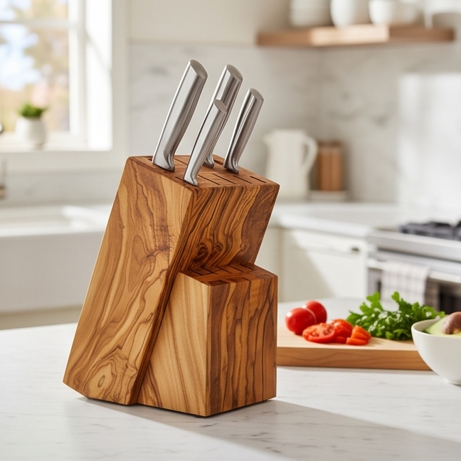 Olive Wood Knife Block