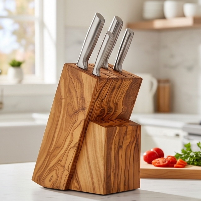Olive Wood Knife Block