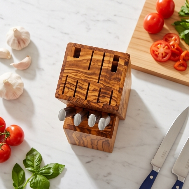Olive Wood Knife Block